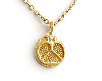 Pomegranate, Persephone Symbol - Gold Small Charm - Mythology Necklace