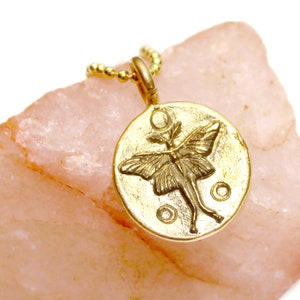 Luna Moth Gold Necklace - Minimal Gold Layering Necklace - Boho Necklace - Cottage Core Necklace