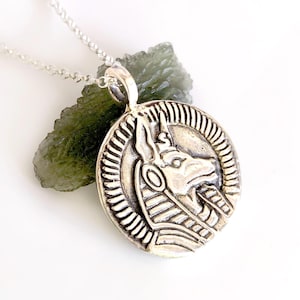 STERLING SILVER - Anubis Egyptian Coin Pendant - mythology coin, ancient egypt, 925 sterling silver pendant