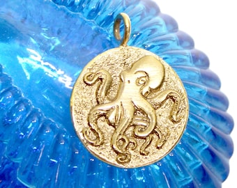Octopus Coin - Shipwreck Coin - 18k gold plated-  Kraken - Pirate Mythology Necklace
