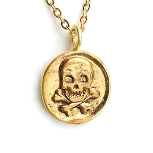 Pirate - Gold Coin Necklace - Skull and Crossbones - Pirate Treasure Necklace