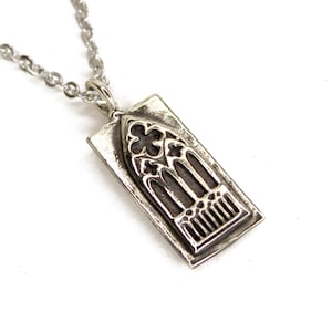 Cathedral Window - Silver Pendant Necklace - Hourglass Necklace - Old World Tartaria Silver Charm