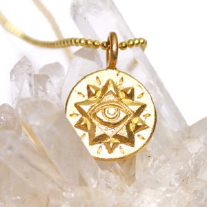Gold Eye, All Seeing Eye Necklace - Pyramid Pendant - evil eye pendant - Ancient Secret Symbol