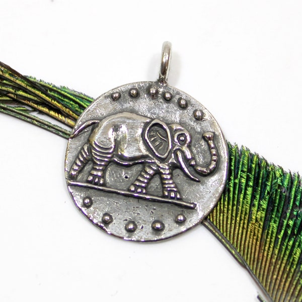 Elephant Silver Coin Pendant - Caesar coin - ancient roman coin pendant - mens and womens necklace