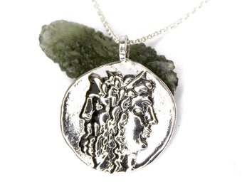 Janus Coin Pendant - 925 STERLING SILVER - Roman Mythology