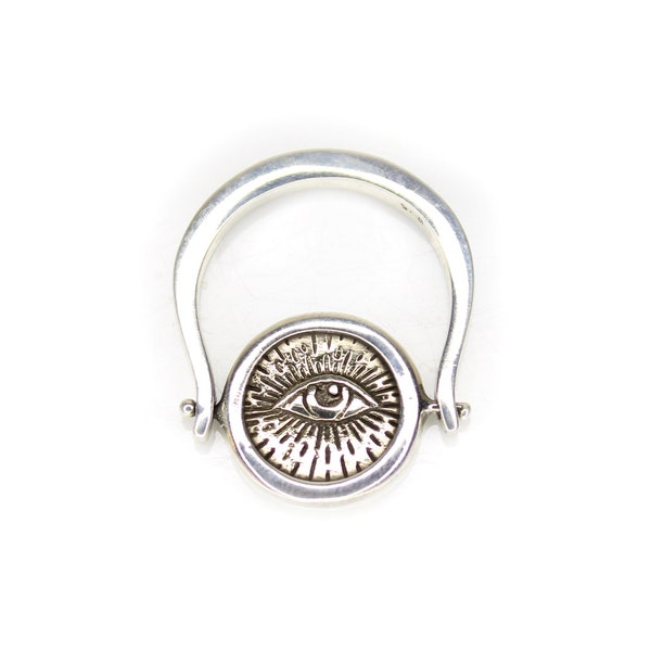 All-Seeing-Eye - Eye of Providence Illuminati - spinning ring - fidget ring - flip ring - Sterling Silver Ring
