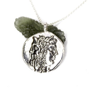 Janus Silver Coin Pendant - 925 STERLING SILVER - Roman Mythology - Coin Pendant Necklace  - Janus ancient mythology