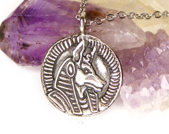 Anubis Egyptian God Coin Medallion - DOUBLE SIDED - mythology coin, ancient egypt, silver pendant