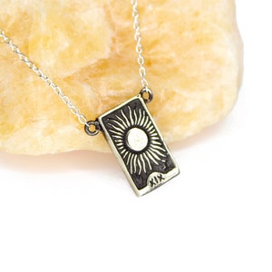 Silver Tarot Layering Necklace - sun and moon tarot - STERLING SILVER - Layering Necklace