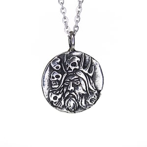 Hades Greek Mythology Necklace - DOUBLE SIDED - mythology coin, ancient greece, silver pendant
