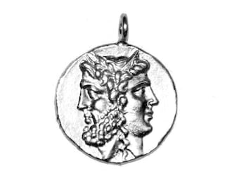 Janus Pendant - Silver coin Pendant - Greek Janus Pendant - Large Janus Pendant