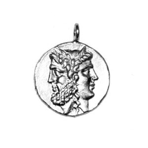 Janus Pendant - Silver coin Pendant - Greek Janus Pendant - Large Janus Pendant