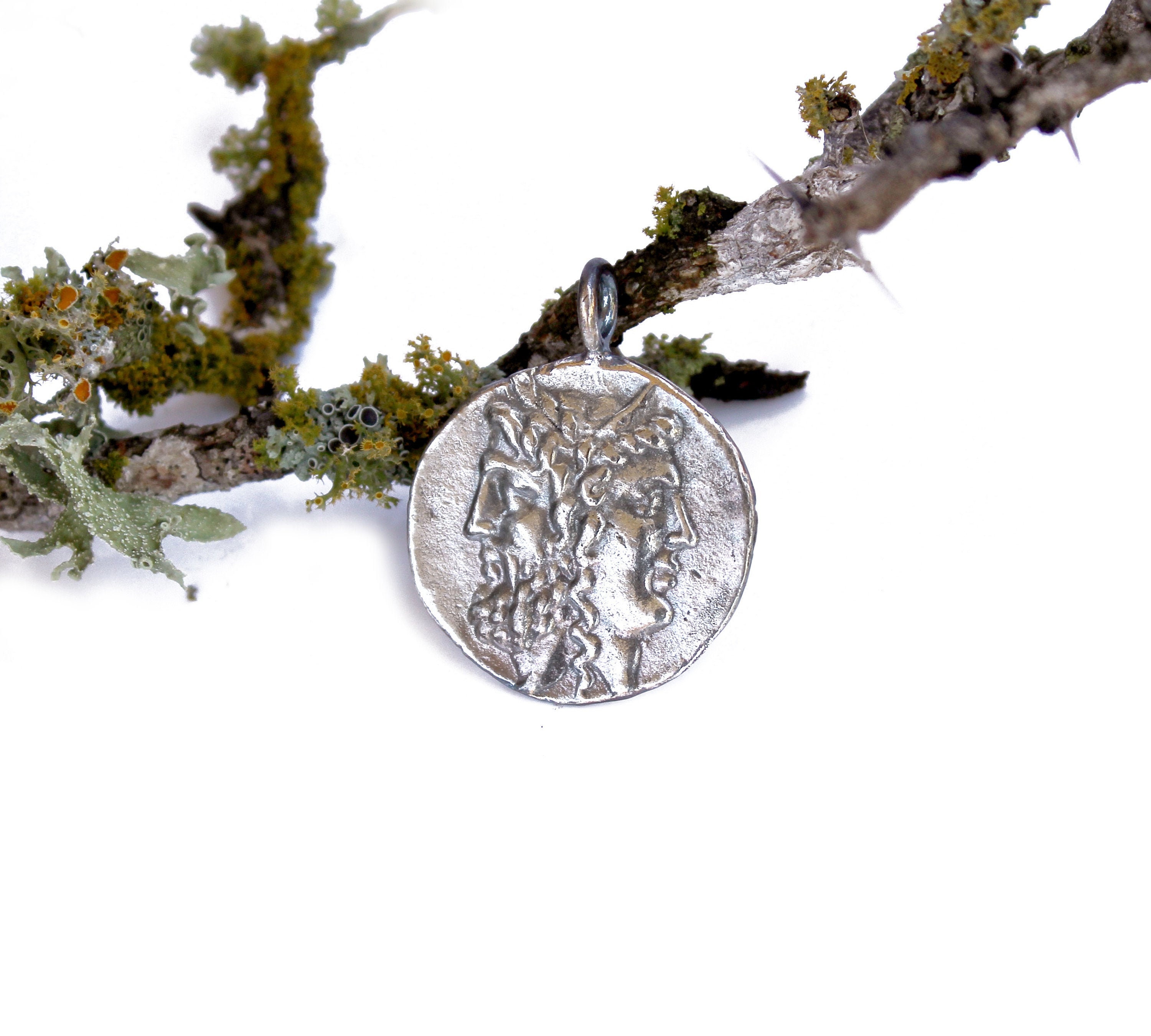 Janus Silver Pendant - Greek Coin Pendant - Large Coin Pendant - Etsy, image size:3000x2700