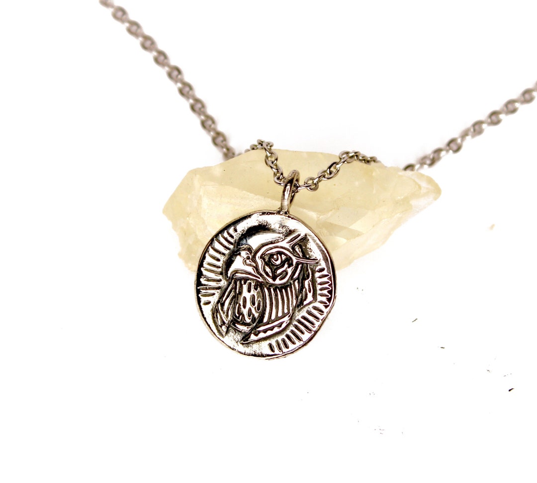 Horus Egyptian God - Scarab - Silver Coin Medallion Necklace - DOUBLE ...