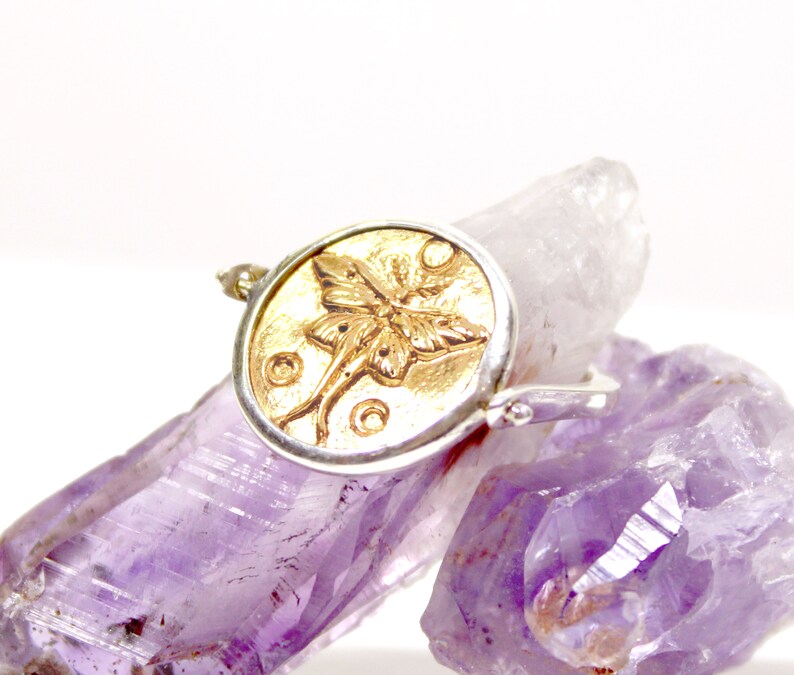 Luna Moth fidget ring sterling silver boho syle minimal design 18k gold spinning ring flip ring GOLD Luna Moth Ring