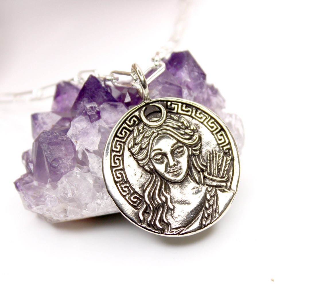 Collier Artémis Unisexe - Pendentif Lune, Déesse De La Chasse, Amulette Mythique, Chaîne Corde, Acier Inoxydable 316L - 9