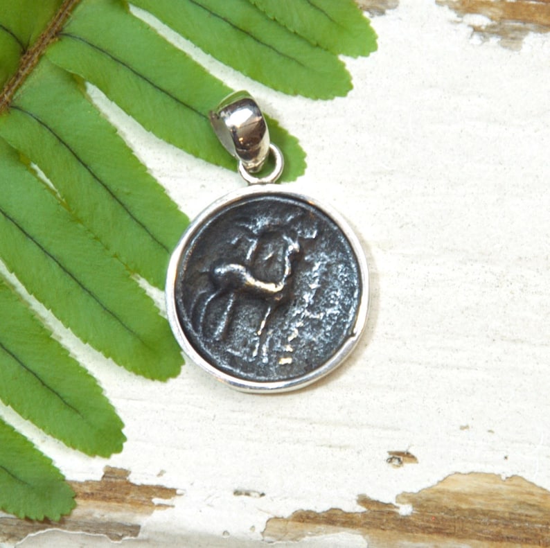 Sterling Silver Honeybee Ancient Coin Pendant Antique Coin Pendant Vintage