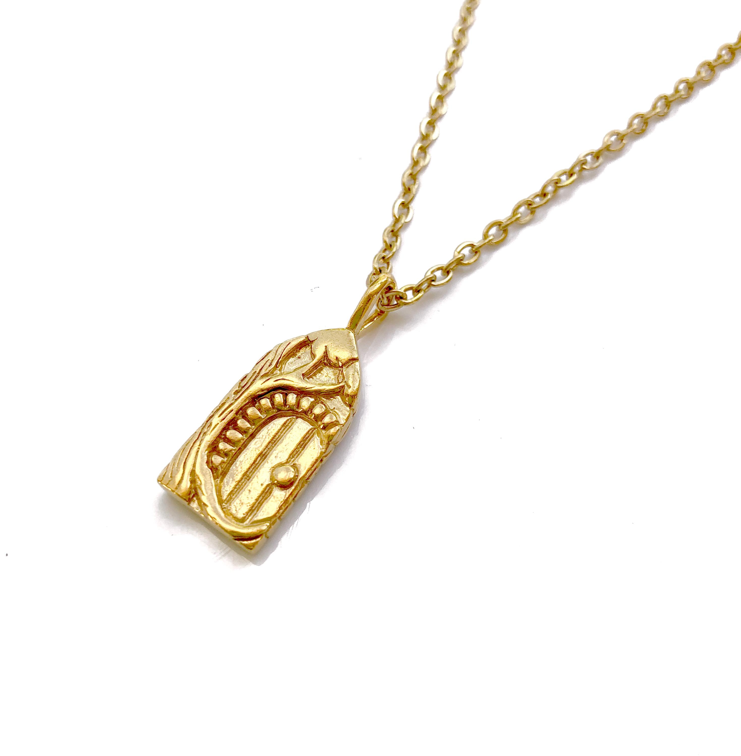 Fantasy Door - Gold Pendant Necklace – Magical Portal Jewelry - Storybook, Adventure