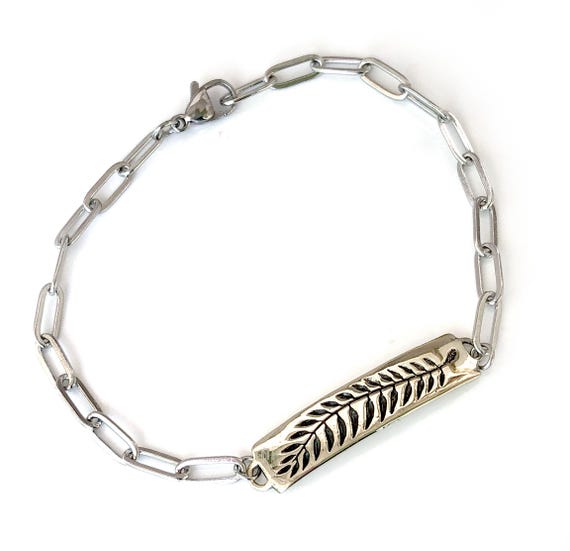 Fern Chain Bracelet /Silver L Fern Freeman Ceramic and Stainless
