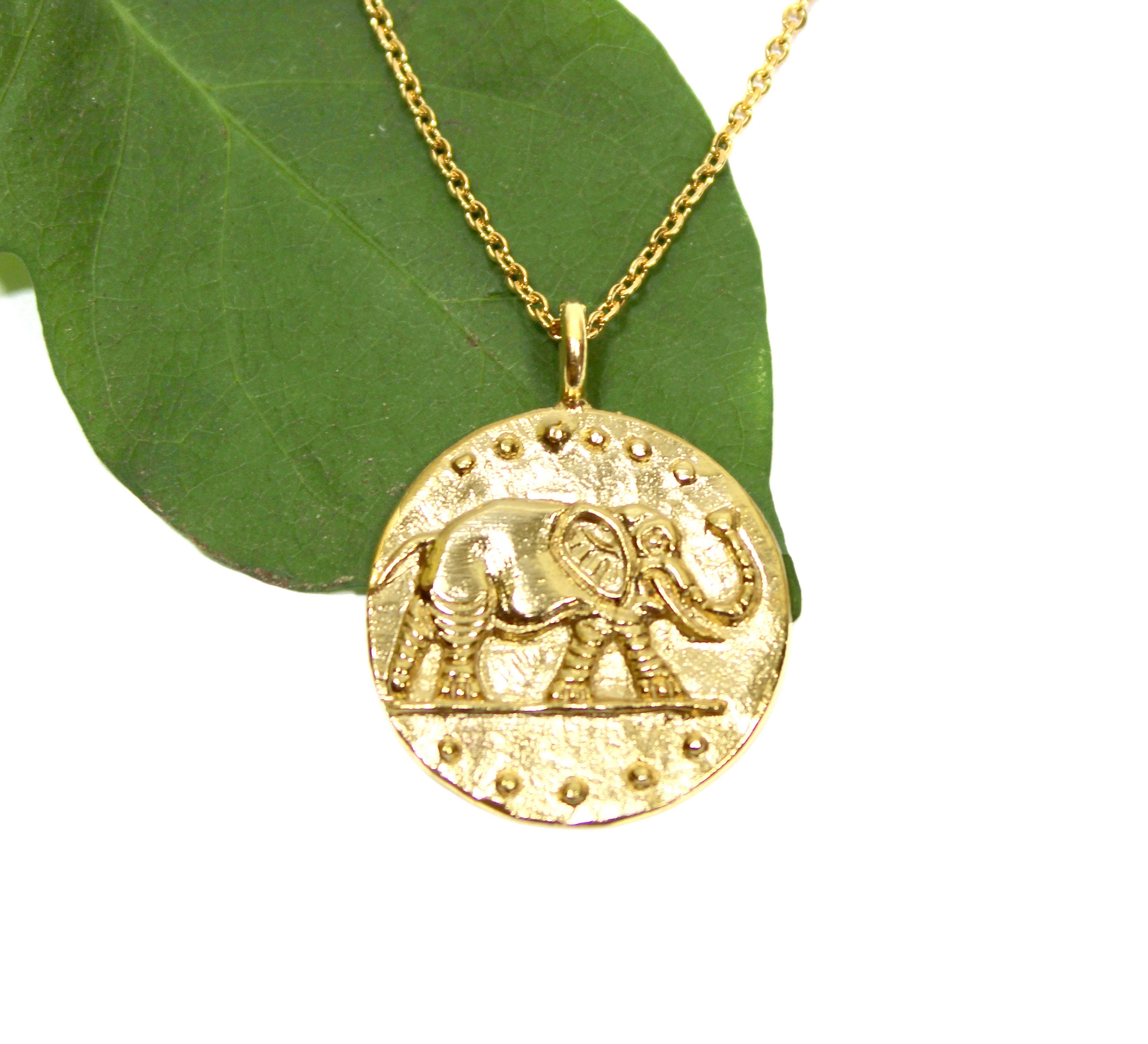 Elephant Gold Coin Pendant Caesar Coin 