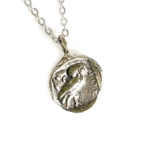 Owl Pendant - Silver Owl - Wax Seal - Owl of Athena Pendant