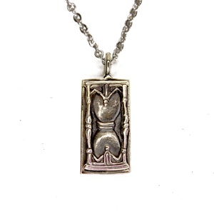 Cathedral Window - Silver Pendant Necklace - Hourglass Necklace - Old World Tartaria Silver Charm image 7