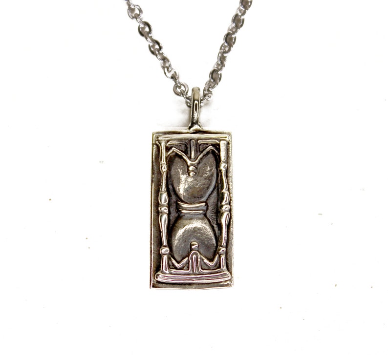 Cathedral Window - Silver Pendant Necklace - Hourglass Necklace - Old World Tartaria Silver Charm image 7
