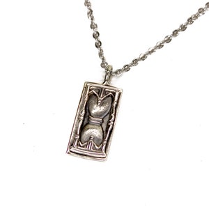 Cathedral Window - Silver Pendant Necklace - Hourglass Necklace - Old World Tartaria Silver Charm image 6
