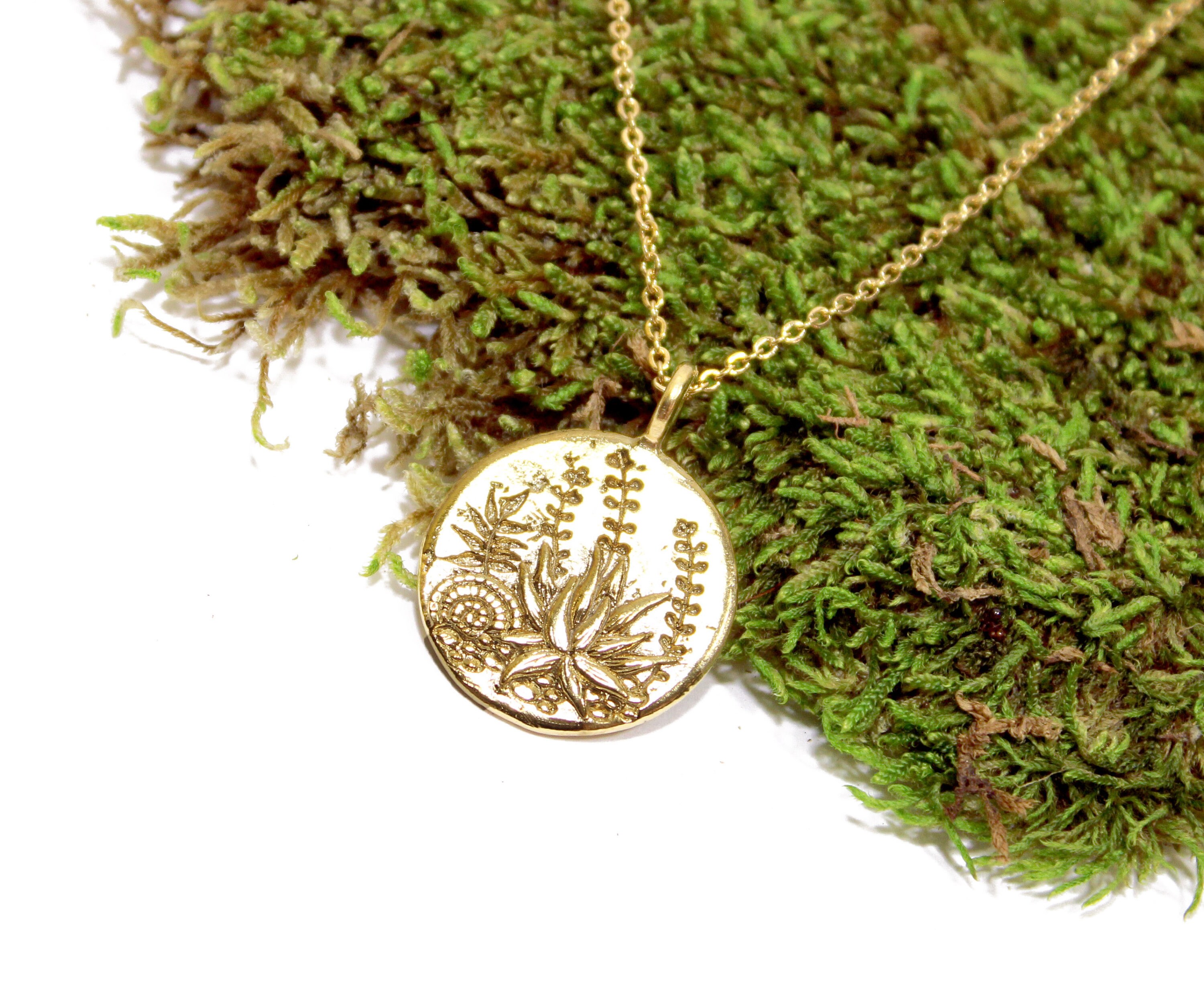 Succulent Necklace - Plants, 18k GOLD Succulent Cactus