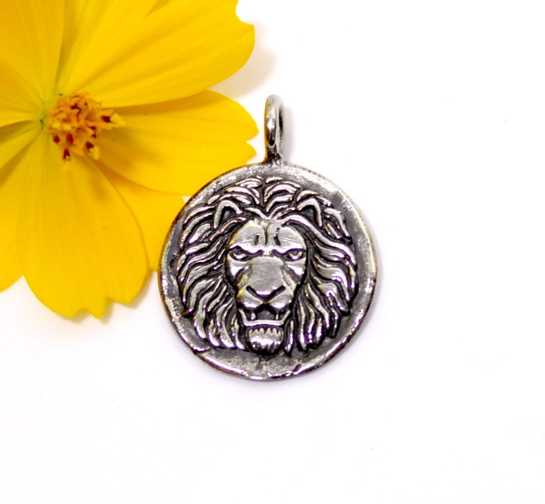 Lion Silver Necklace Roman Lion minimal necklace Silver Medallion Necklace Silver Sun gift for HIM ancient roman coin necklace