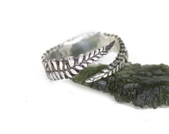 Fern Ring - STERLING SILVER - Adjustable Ring - Cottage Core, Forest Inspired Ring