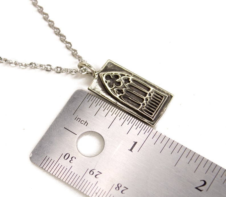 Cathedral Window - Silver Pendant Necklace - Hourglass Necklace - Old World Tartaria Silver Charm image 8