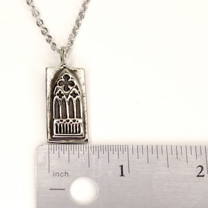 Cathedral Window - Silver Pendant Necklace - Hourglass Necklace - Old World Tartaria Silver Charm image 9
