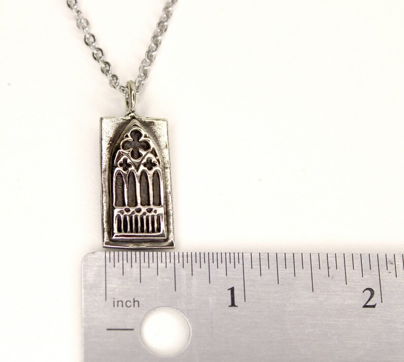 Cathedral Window - Silver Pendant Necklace - Hourglass Necklace - Old World Tartaria Silver Charm image 9