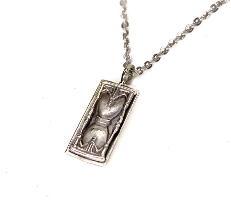 Cathedral Window - Silver Pendant Necklace - Hourglass Necklace - Old World Tartaria Silver Charm image 5