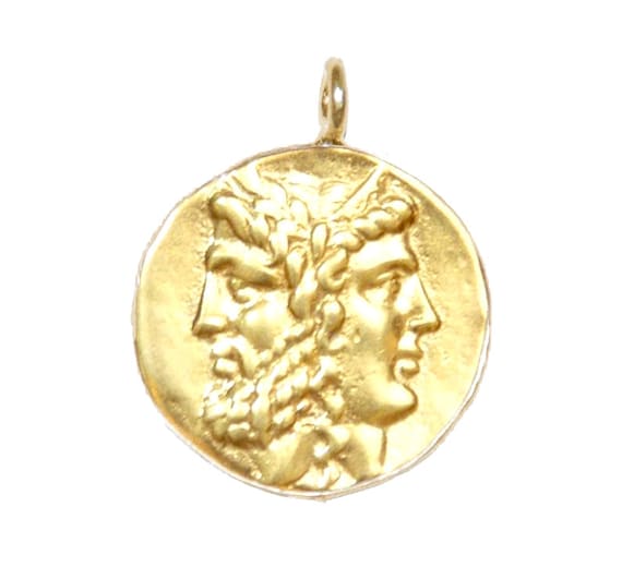 Janus Necklace Gold Coin Roman Mythology Large Medallion Necklace
