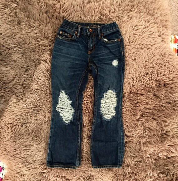 distressed bootcut jeans