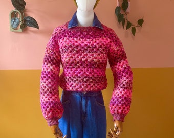 Raspberry Rain Honeycomb Pullover