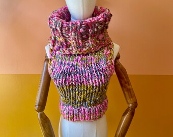 Pink Unicorn Knit Sweater Vest Cowl