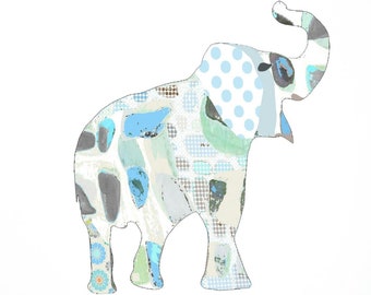 Baby Blue Elephant Safari Nursery Wall Art Print for Boys - Kids Room Decor