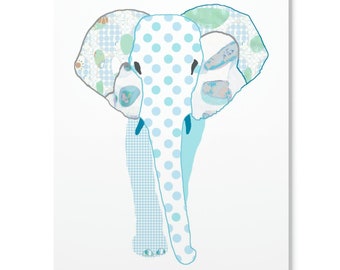 Blue Elephant Art Print for Little Boys Nursery Wall Decor - Baby Boys Room Decoration