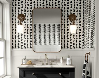 Black Abstract Striped Wallpaper – Removable, Waterproof, Peel and Stick
