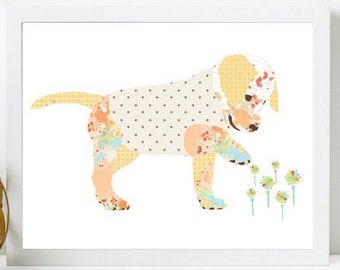 Puppy Dog Wall Art Print: Baby Boy Nursery Decor