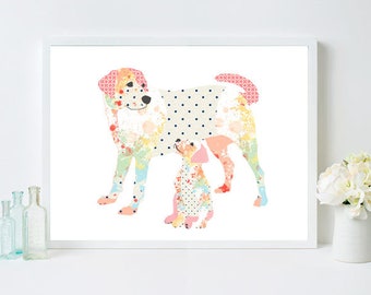 Labrador Dog Art Print: Whimsical Nursery Decor