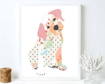 Pink Dog Art Print Set: Puppy Nursery Wall Decor