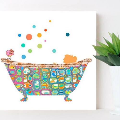 Kid Bathroom Wall Decor. Kids Bathroom Wall Art. Childrens - Etsy