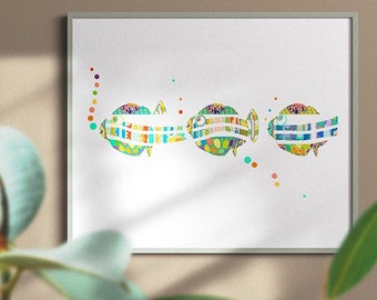Coastal Fish Bathroom Wall Art - Nautical Decor for Beach House