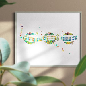 Coastal Fish Bathroom Wall Art - Nautical Decor for Beach House