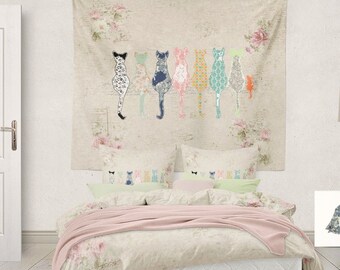 Large Cat Tapestry: Whimsical Nursery Wall Decor