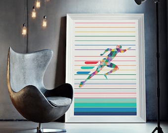 Sport Athlete Gift - Modern Wall Decor for Teenage Boys - Large Sport Print - Abstract Art